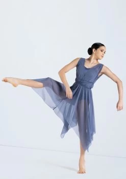 Weissman Mesh Handkerchief Hem Dress -Dance Clothing Store 14292 indigo 12103 78389.1698816781
