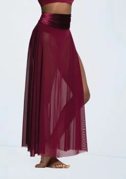 Weissman Velvet Waist Mesh Maxi Skirt -Dance Clothing Store 14299 blackcherry 7510 58192.1678889091