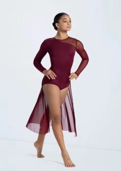 Weissman Long Sleeve Back Panel Leotard -Dance Clothing Store 14423 blackcherry 440 04533.1678889488