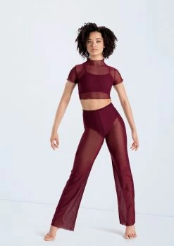 Weissman Cropped Power Mesh Tee 12 Weissman Cropped Power Mesh Tee -Dance Clothing Store 14428 blackcherry 14430 blackcherry 924 28781.1678889503