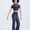 Weissman Cropped Power Mesh Tee 1 Weissman Cropped Power Mesh Tee -Dance Clothing Store 14428 navy 14430 navy 847 89543.1692402366
