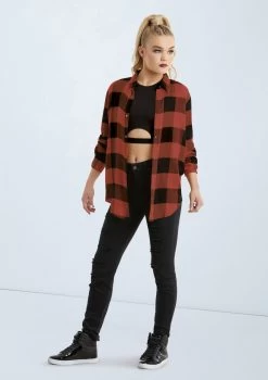 Weissman Oversized Buffalo Plaid Shirt -Dance Clothing Store AH10810 paprika 0010 47656.1678890532