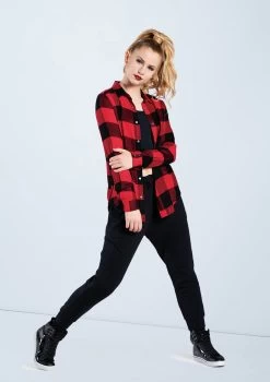 Weissman Oversized Buffalo Plaid Shirt -Dance Clothing Store AH10810 red AH7841 black 789 69479.1678890532