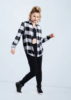 Weissman Oversized Buffalo Plaid Shirt -Dance Clothing Store AH10810 white AH7841 black 775 24591.1678890532