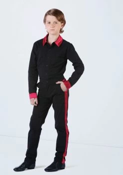 Weissman Boys Satin Stripe Pants -Dance Clothing Store AH12616 red 1774 11080.1678890671