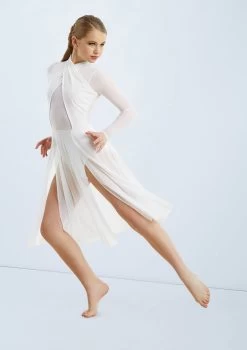 Weissman Mesh Halter Wrap Midi Dress 8 Weissman Mesh Halter Wrap Midi Dress -Dance Clothing Store D10402 white 020 35278.1678890747
