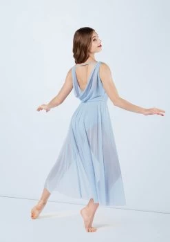 Weissman Double Cowl Mesh Maxi Dress 5 Weissman Double Cowl Mesh Maxi Dress -Dance Clothing Store D10454 powderblue 286 48279.1678890758