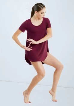 Weissman Oversized Favorite Tee Dress -Dance Clothing Store D10565 blackcherry 432 21292.1698450226