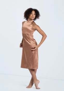 Weissman Charmeuse Mock Neck Dress 9 Weissman Charmeuse Mock Neck Dress -Dance Clothing Store D13067 warmsand 272 62523.1698840477