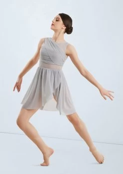 Weissman Mesh Wrap Dress -Dance Clothing Store D8423 softgray 028 65817.1698840477