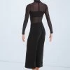 Weissman Culotte Unitard With Mesh -Dance Clothing Store MJ11187 black 105 93720.1678890994