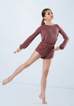 Weissman Blouson Sleeve Romper -Dance Clothing Store MJ11565 rosewood 616 68150.1678891000