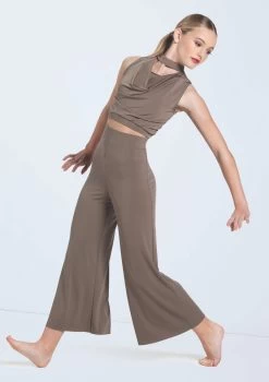 Weissman Matte Jersey Cowl Crop Top -Dance Clothing Store MJ13035 mocha MJ12791 mocha 842 76184.1698840484