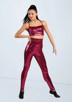 Weissman High Waist Metallic Leggings -Dance Clothing Store ML9062 blackcherry 1202 74811.1678891101