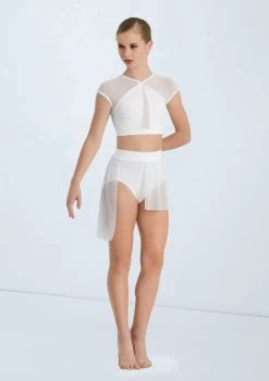 Weissman Illusion Mesh Crop Top -Dance Clothing Store MT10463 white S10466 white 285 06695.1678891125