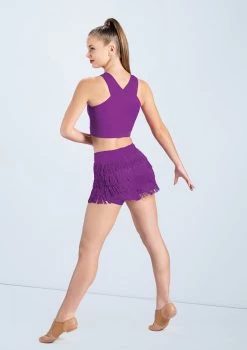 Weissman Lattice Front Crop Top 13 Weissman Lattice Front Crop Top -Dance Clothing Store MT10485 MT3228 electricpurple 0127 17954.1678891129