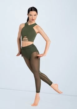 Weissman Lattice Front Crop Top 17 Weissman Lattice Front Crop Top -Dance Clothing Store MT10485 olive SM11827 olive 5636 97701.1698840495