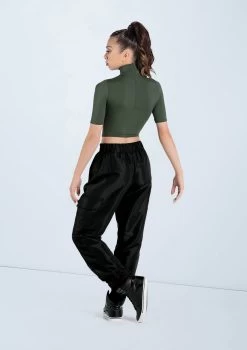 Weissman Half Sleeve Mock Neck Crop Top 14 Weissman Half Sleeve Mock Neck Crop Top -Dance Clothing Store MT13138 olive AH12406 black 160 70103.1678891243