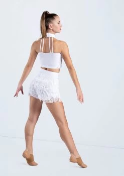 Weissman Fringe Mock Neck Crop Top -Dance Clothing Store MT9321 MT12611 white 0074 22888.1678891263