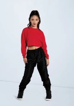 Weissman Cropped Long Sleeve Tee -Dance Clothing Store PT12726 red AH12406 black 7601 72059.1678891438