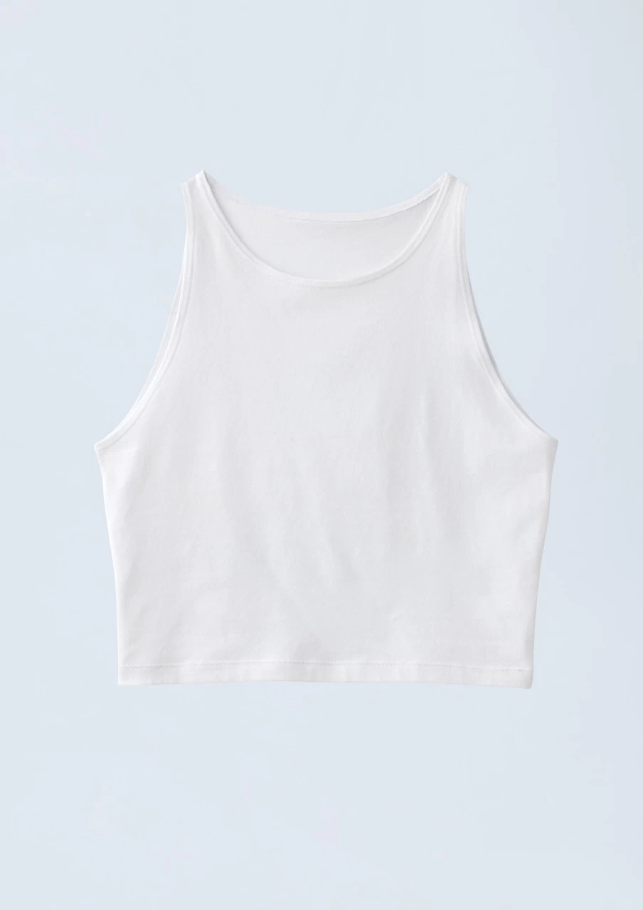 Weissman Cotton High Neck Crop Top 8 Weissman Cotton High Neck Crop Top - Image 6