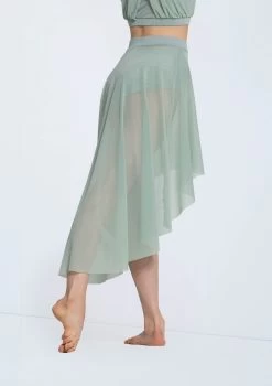Weissman Power Mesh High-Low Skirt -Dance Clothing Store S13087 sage 4587 72279.1698718732
