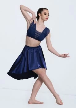 Weissman Charmeuse High-Low Skirt 7 Weissman Charmeuse High-Low Skirt -Dance Clothing Store S13088 navy 3020 79470.1698718732