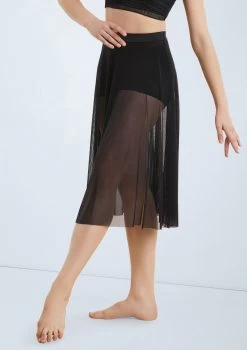 Weissman Midi Length Mesh Skirt -Dance Clothing Store S9768 black 009 82621.1698840527