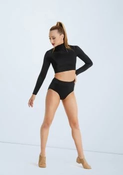 Weissman Lustre Long Sleeve Crop Top -Dance Clothing Store SH11072 black SH11074 black 128952 77146.1698450578