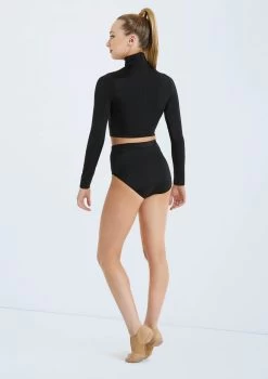 Weissman Lustre Long Sleeve Crop Top -Dance Clothing Store SH11072 black SH11074 black 128963 61636.1678891504