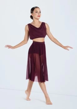 Weissman Midi Length Mesh Skirt -Dance Clothing Store SM12768 S9768 raisin 466 80844.1678891495