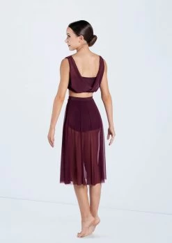Weissman Midi Length Mesh Skirt -Dance Clothing Store SM12768 S9768 raisin 485 25398.1678891500