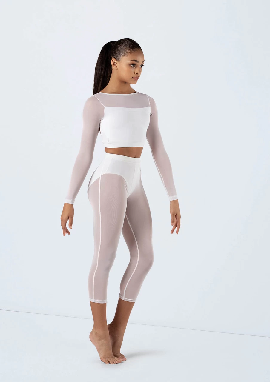 Weissman Long Sleeve Crop Top With Mesh 6 Weissman Long Sleeve Crop Top With Mesh - Image 4