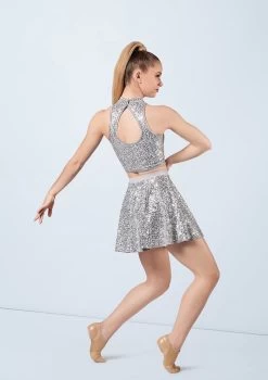 Weissman Sequin Sleeveless Crop Top -Dance Clothing Store SQ10319 silver S12431 silver 09 07418.1678891676