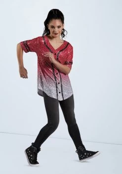 Weissman Sequin Baseball Jersey -Dance Clothing Store SQ11774 red 13110 82512.1678891704