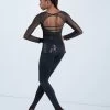 Weissman Long Sleeve Sequin Mesh Top -Dance Clothing Store SQ12457 black 963 55766.1678891709