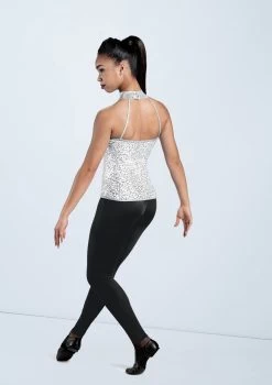 Weissman Sequin And Metallic Halter Top -Dance Clothing Store SQ7006 white MT6789 black 174 60294.1648857449