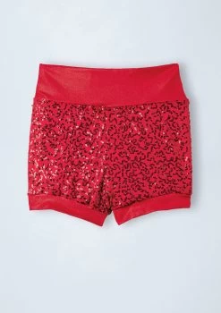 Weissman High Waist Sequin Shorts 7 Weissman High Waist Sequin Shorts -Dance Clothing Store SQ8252 F Red 65093.1678891789