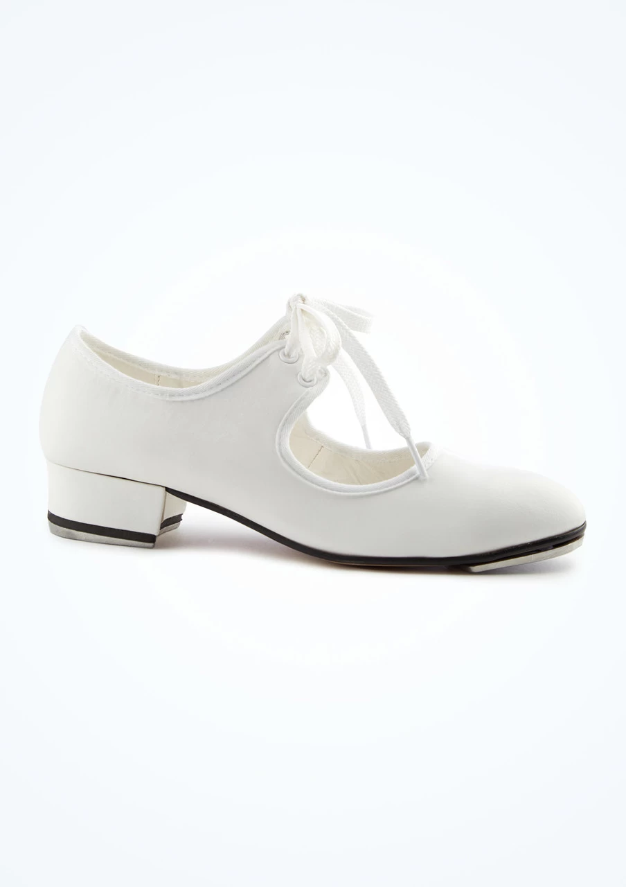 Alegra Basic Tie Front Tap Shoe - White 2 Alegra Basic Tie Front Tap Shoe - White
