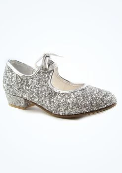 Alegra Tie Front Glitter Tap Shoe - Silver -Dance Clothing Store alh0021 silver main 1t 55136.1692919093