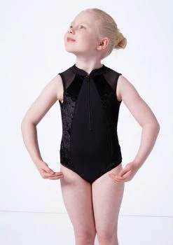 Bloch Girls Madinsson Zip Front Tank Leotard 11 Bloch Girls Madinsson Zip Front Tank Leotard -Dance Clothing Store blcl1035 black close up front 94347.1675901673