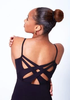 Bloch Octavia Weave Back Leotard -Dance Clothing Store bll6137 black close up 31887.1678926046