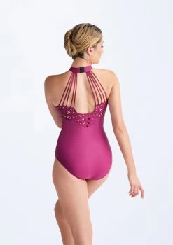 Ballet Rosa Via Laser Cut Floral Halter Leotard -Dance Clothing Store brvia cerise back 17924.1686007154