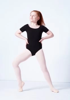 Capezio Class Kids Short Sleeve Leotard -Dance Clothing Store cad400c black front 1 08077.1689290965