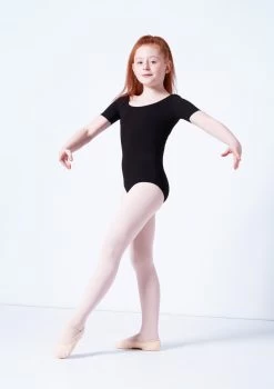 Capezio Class Kids Short Sleeve Leotard -Dance Clothing Store cad400c black front 2 07329.1689290965