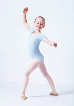Capezio Class Kids Short Sleeve Leotard -Dance Clothing Store cad400c blue front 2 84164.1689290966