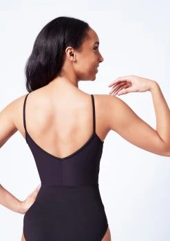 Mirella Camisole Chevron Rib Panel Leotard 14 Mirella Camisole Chevron Rib Panel Leotard -Dance Clothing Store mim4043lm black close up back 58070.1679927450