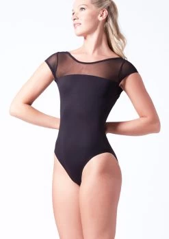 Move Dance Eve Scoop Back Mesh Leotard -Dance Clothing Store mol0616 black front t 61074.1698711837