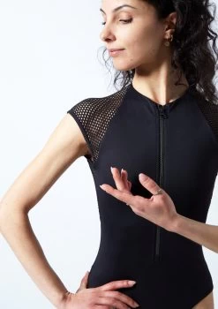 Move Dance Azealia Cap Sleeve Leotard 21 Move Dance Azealia Cap Sleeve Leotard -Dance Clothing Store mol0651 blk close up front 1 67085.1695684856