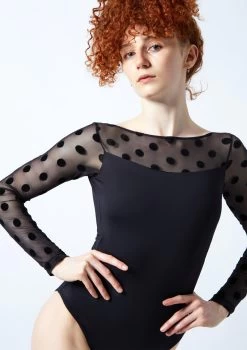 Move Dance Estelle Long Sleeve Leotard -Dance Clothing Store mol0663 black close up front 1 91733.1678884292